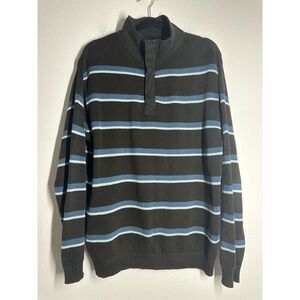 Rare Vintage Armand Thiery Cotton Men’s Sweater Sz L Brown Blue 1/2 Zip See Note